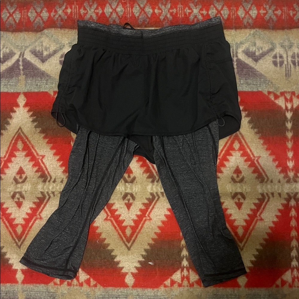 Athleta Black and Gray Skort Leggings